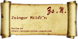 Zsingor Milán névjegykártya
