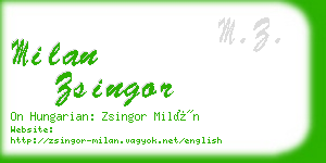 milan zsingor business card